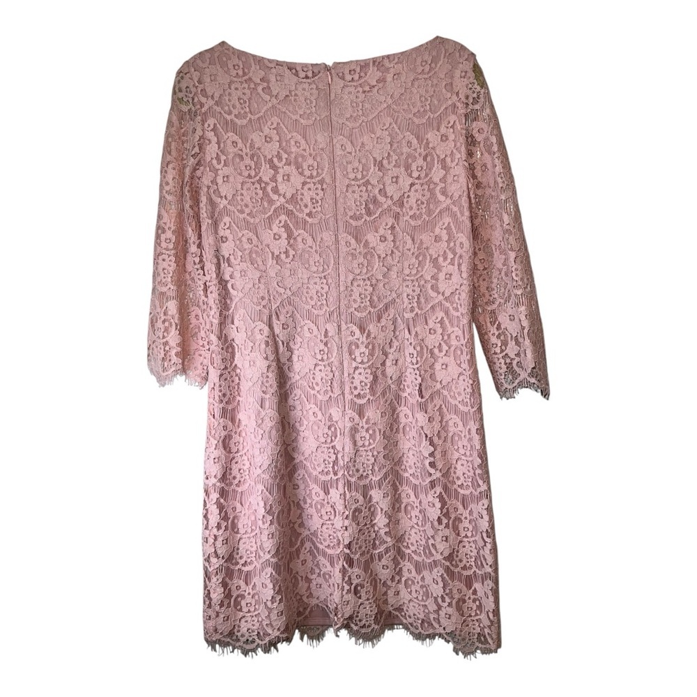 Jessica Howard Blush Pink Lace Dress 3/4 Sleeve Knee Length Size 12 - Picture 4 of 10